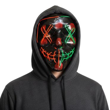Masque lumineux terreur bicolore rouge et vert Halloween | jourdefete.com