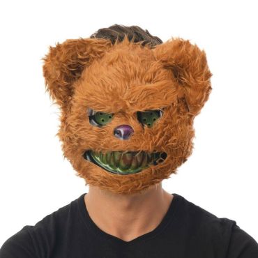 Masque Halloween Ours Diabolique en peluche marron avec dents effrayantes | jourdefete.com