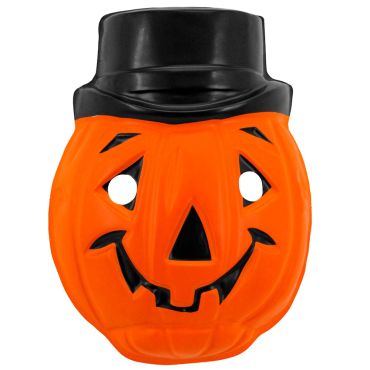 Masque citrouille plastique orange avec chapeau pour enfant Halloween | jourdefete.com

