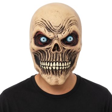 Masque de squelette effrayant aux yeux bleus pour déguisement d'Halloween | jourdefete.com