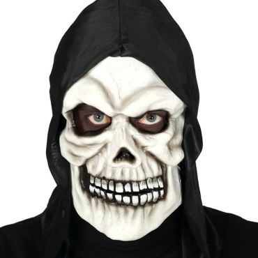 Masque squelette Halloween avec capuche noire sinistre | jourdefete.com