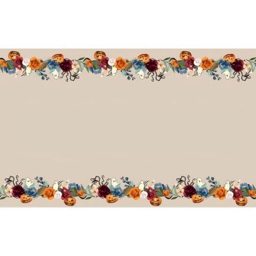 Nappe Halloween coton avec motifs citrouilles et roses 140x240 cm | jourdefete.com