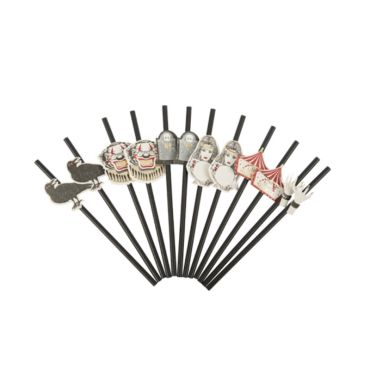 12 pailles en carton collection cabinet de curiosité