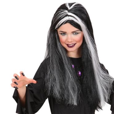 De longs cheveux noirs et gris lors de la soirée d'Halloween | jourdefete.com