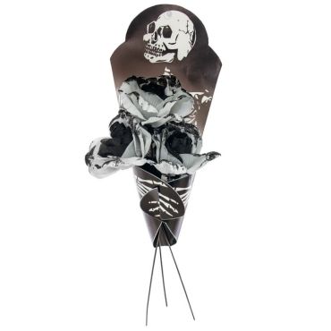 Bouquet de 3 roses grises et noires avec paillettes