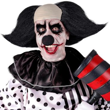 Perruque de clown maléfique chauve avec cheveux noirs pour déguisement d'Halloween | jourdefete.com