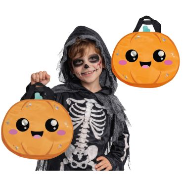 Sac a bonbons citrouille métallisé orange pour Halloween | jourdefete.com