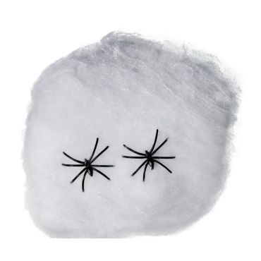 Toile d'araignée blanche de 20cm avec deux fausses araignées noires pour décoration halloween | jourdefete.com Toile d'araignée blanche de 20cm avec deux fausses araignées noires pour décoration halloween | jourdefete.com