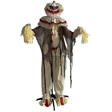 Automate Halloween clown épouvantail animé et sonore 173 cm, décoration terrifiante pour soirée horreur | jourdefete.com