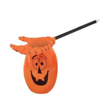 Sac à bonbons orange citrouille avec bras ramasseur pour enfant Halloween | jourdefete.com