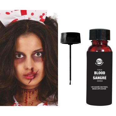 Flacon de faux sang épais Halloween avec brosse pour maquillage réaliste | jourdefete.com