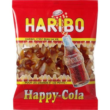 Bonbons Haribo Happy Cola en forme de bouteille au goût de cola | jourdefete.com