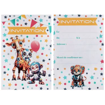 Cartes d’invitation Happy Cop's avec animaux robotiques et ballons | jourdefete.com
