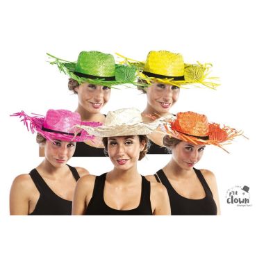 Chapeau de paille Hawaï frangé coloré pour soirée exotique | jourdefete.com