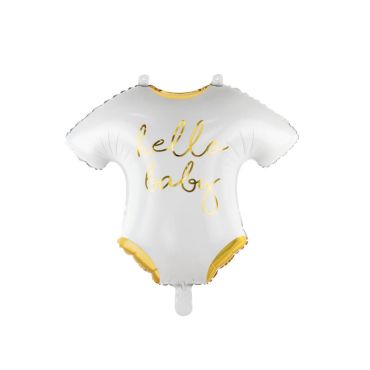 ballon body blanc et or hello baby | jourdefete.com