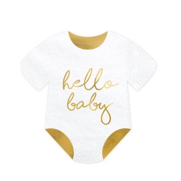 serviettes en papier body blanc et or | jourdefete.com