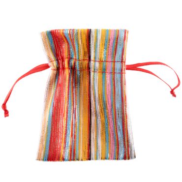 Sachet organza multicolore à liens de serrage pour cadeaux de fête | jourdefete.com
