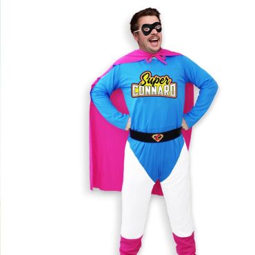Déguisement hilarant Super Connard en bleu et rose avec masque et cape | jourdefete.com