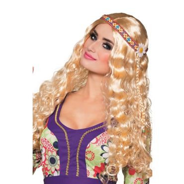 Perruque Hippie Blonde Femme Avec Bandeau 