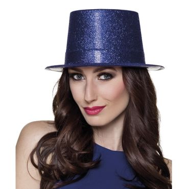 Chapeau en Plastique à Paillettes Bleu