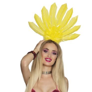 Coiffe Samba à Plumes Jaune