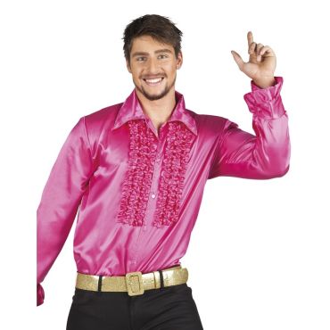 Chemise Disco Rose Vif Homme - XXL