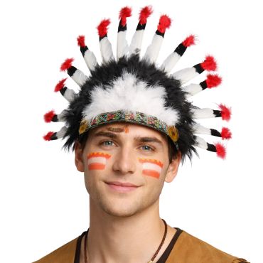 Coiffe à plumes style amérindien pour déguisement adulte | jourdefete.com