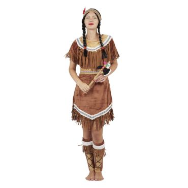 Déguisement d’indienne femme avec franges et plume décorative | jourdefete.com