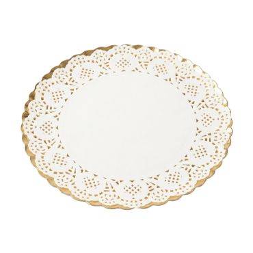 J0370032 plateaux ronds avec dentelle diamètre 30cm or x5 | jourdefete.com