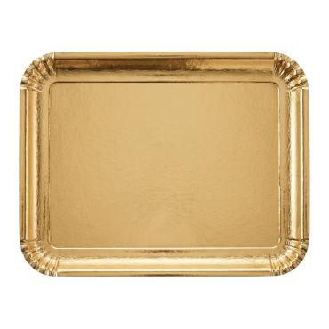Lot de 5 plateaux en carton festonnés de couleur or pour buffet de fête 35x47cm | jourdefete.com