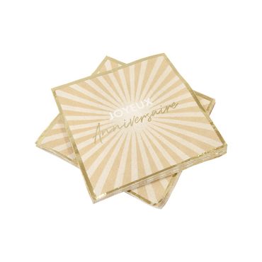 Serviettes en papier "Joyeux Anniversaire" avec finition dorée | jourdefete.com