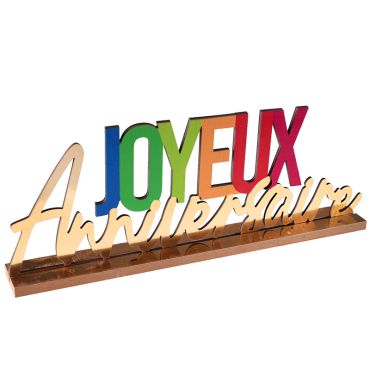 Lettres décoratives en bois "Joyeux Anniversaire" avec finition dorée et colorée | jourdefete.com
