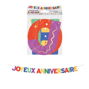 Guirlande articulée de lettres Joyeux Anniversaire multicolores 4 mètres pour décoration enfant | jourdefete.com