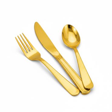Couverts de fête dorés – pack de 24 pièces (cuillères, fourchettes, couteaux) | jourdefete.com