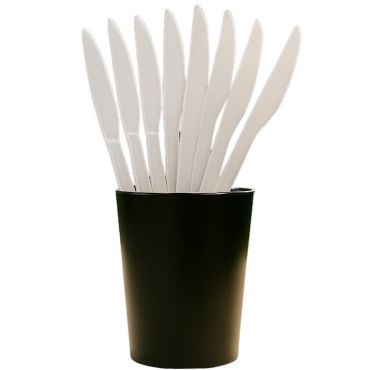 Couteaux jetables 20 cm blancs présentés en lot | jourdefete.com
