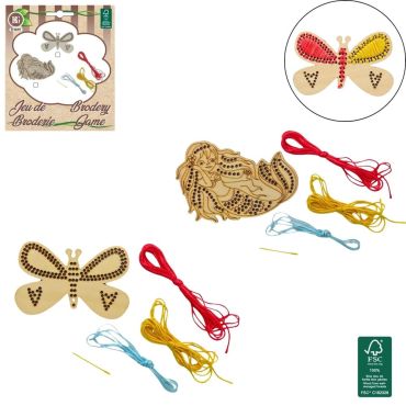 Jeu de broderie en bois avec fils colorés pour enfants | jourdefete.com