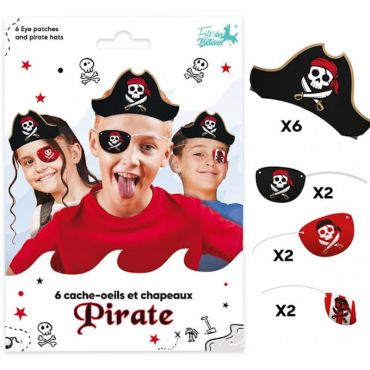 Un superbe anniversaire pirate grâce à ce lot de 6 cache-œils et de 6 chapeaux de pirate | jourdefete.com