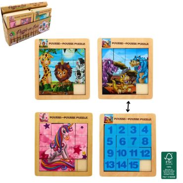 Puzzle coulissant en bois 2-en-1 images et chiffres pour enfants | jourdefete.com 