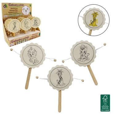 Tambourin à colorier en bois pour enfants – activité créative | jourdefete.com