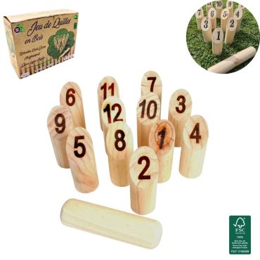 Jeu de quilles finlandaises en bois avec 12 quilles numérotées | jourdefete.com