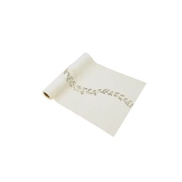 collection jolis brins chemin de table en mousseline blanc et or