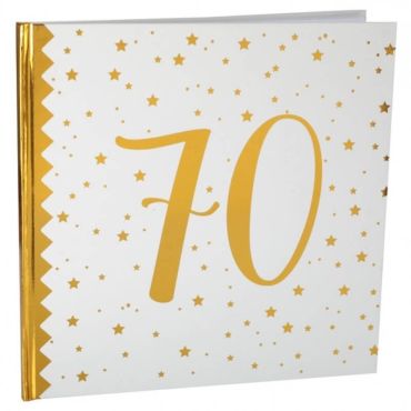 Livre d'Or Anniversaire - Blanc et Or - 70 ans | jourdefete.com