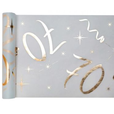 Chemin de Table Anniversaire - Blanc et Or - 70 ans | jourdefete.com