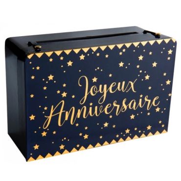 Tirelire "Joyeux Anniversaire" Bleu Marine Métallisé | jourdefete.com