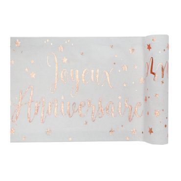 chemin-table-rose-gold-joyeux-anniversaire|jourdefete.com