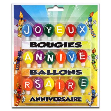 Bougies ballons joyeux anniversaire 