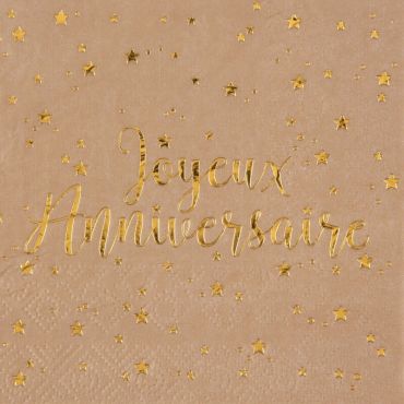 20 serviettes joyeux anniversaire couleur kraft | jourdefete.com