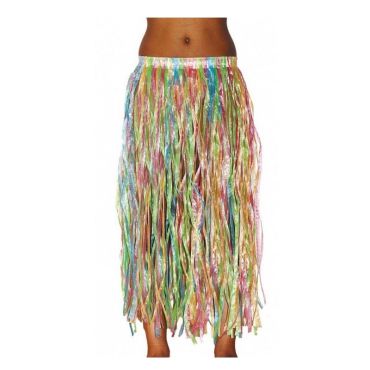 Jupe Hawaïenne Longue Raffia 80 cm - Multicolore