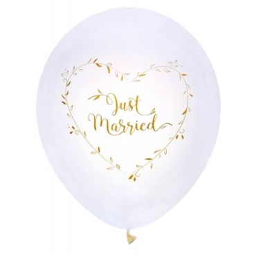 8 Ballons de Baudruche "Just Married" - Or | jourdefete.com