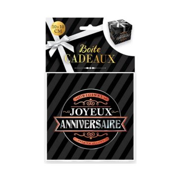 boite cadeau noire joyeux anniversaire petit modèle | jourdefete.com